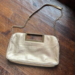 Michael Kors gold clutch with chain strap